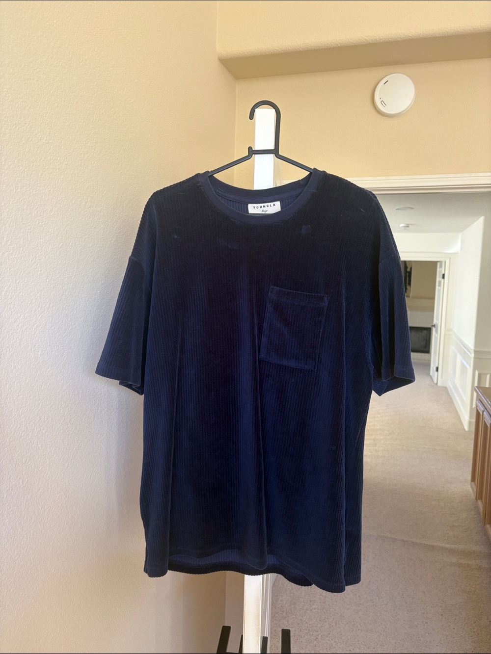 YoungLA Navy Blue Corduroy Pocket Short Sleeve Tee